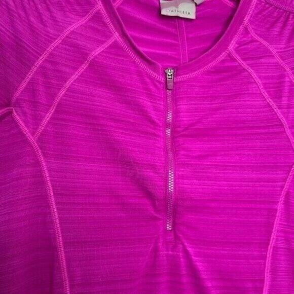 Athleta Womens Size S Purple Basic Short Sleeve Half Zip Activewear Workout Top - Picture 8 of 16